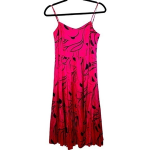 TO‎ THE MAX Pink & Black Filigree Print Silk Midi Dress - NWT